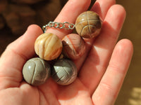 Hand Made Polychrome Jasper Volleyball Keyring - sold per item - From Madagascar