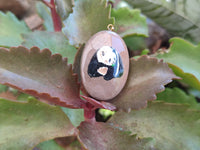 Polished Polychrome Jasper Pendant with Hand Painted Panda - sold per item - From Madagascar