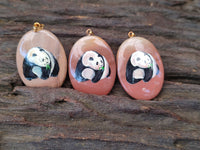 Polished Polychrome Jasper Pendant with Hand Painted Panda - sold per item - From Madagascar