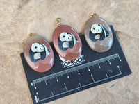 Polished Polychrome Jasper Pendant with Hand Painted Panda - sold per item - From Madagascar