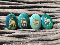 Polished Aventurine Pendant with Hand Painted Kudu - Sold Per Item - From Zimbabwe