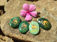 Polished Aventurine Pendant with Hand Painted Kudu - Sold Per Item - From Zimbabwe