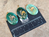 Polished Aventurine Pendant with Hand Painted Kudu - Sold Per Item - From Zimbabwe