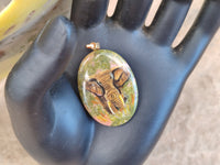 Polished Unakite Pendant with Hand Painted Elephant - Sold Per Item - From South Africa