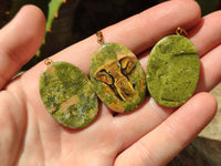 Polished Unakite Pendant with Hand Painted Elephant - Sold Per Item - From South Africa