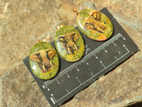 Polished Unakite Pendant with Hand Painted Elephant - Sold Per Item - From South Africa