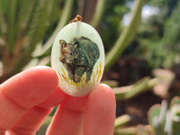 Polished Aventurine Pendant with Hand Painted Rhino - Sold Per Item - From Zimbabwe