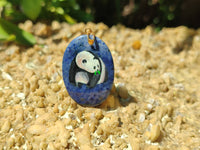 Polished Dumortierite Pendants with Hand Painted Panda- sold per item - From Mozambique