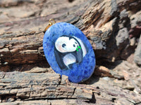 Polished Dumortierite Pendants with Hand Painted Panda- sold per item - From Mozambique