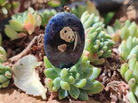 Polished Dumortierite Pendants with Hand Painted Panda- sold per item - From Mozambique