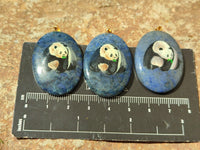 Polished Dumortierite Pendants with Hand Painted Panda- sold per item - From Mozambique