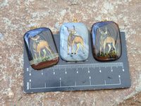 Polished Polychrome Jasper Pendant with Hand Painted Kudu - sold per item - From Madagascar