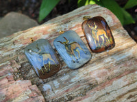 Polished Polychrome Jasper Pendant with Hand Painted Kudu - sold per item - From Madagascar