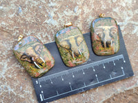 Polished Unakite Pendant with Hand Painted Elephant - Sold Per Item - From South Africa