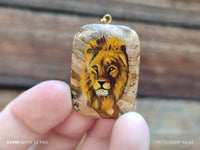 Polished Picture Stone Pendant with Hand Painted Lion - Sold Per Item - From Namibia