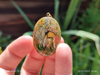 Polished Unakite Pendant with Hand Painted Kudu - Sold Per Item - From South Africa