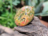 Polished Unakite Pendant with Hand Painted Kudu - Sold Per Item - From South Africa