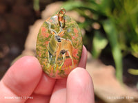 Polished Unakite Pendant with Hand Painted Kudu - Sold Per Item - From South Africa