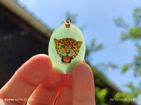 Polished Aventurine Pendant with Hand Painted Leopard - Sold Per Item - From Zimbabwe