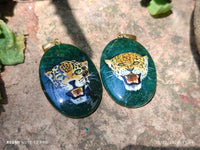 Polished Aventurine Pendant with Hand Painted Leopard - Sold Per Item - From Zimbabwe