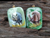 Polished Aventurine Pendant with Hand Painted Rhino - Sold Per Item - From Zimbabwe