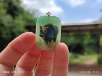 Polished Aventurine Pendant with Hand Painted Rhino - Sold Per Item - From Zimbabwe