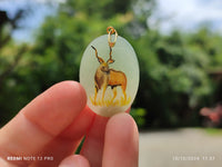 Polished Aventurine Pendant with Hand Painted Kudu - Sold Per Item - From Zimbabwe