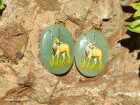 Polished Aventurine Pendant with Hand Painted Kudu - Sold Per Item - From Zimbabwe