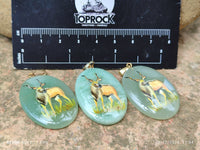 Polished Aventurine Pendant with Hand Painted Kudu - Sold Per Item - From Zimbabwe