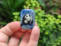 Polished Dumortierite Pendants with Hand Painted Panda - sold per item - From Mozambique