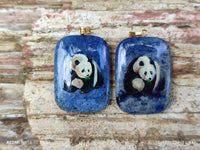 Polished Dumortierite Pendants with Hand Painted Panda - sold per item - From Mozambique