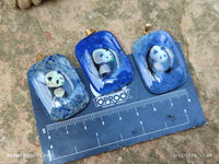 Polished Dumortierite Pendants with Hand Painted Panda - sold per item - From Mozambique