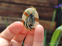 Polished Picture Stone Pendant with Hand Painted Zebra - Sold Per Item - From Namibia