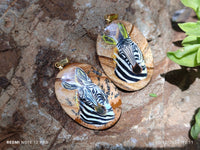 Polished Picture Stone Pendant with Hand Painted Zebra - Sold Per Item - From Namibia