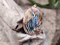 Polished Picture Stone Pendant with Hand Painted Zebra - Sold Per Item - From Namibia