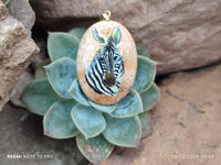 Polished Picture Stone Pendant with Hand Painted Zebra - Sold Per Item - From Namibia