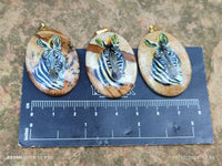 Polished Picture Stone Pendant with Hand Painted Zebra - Sold Per Item - From Namibia