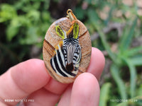 Polished Picture Stone Pendant with Hand Painted Zebra - Sold Per Item - From Namibia