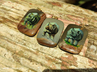 Polished Polychrome Jasper Pendant with Hand Painted Rhino - sold per item - From Madagascar