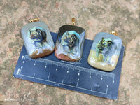 Polished Polychrome Jasper Pendant with Hand Painted Rhino - sold per item - From Madagascar