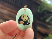 Polished Aventurine Pendant with Hand Painted Panda - Sold Per Item - From Zimbabwe