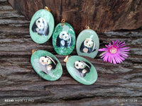 Polished Aventurine Pendant with Hand Painted Panda - Sold Per Item - From Zimbabwe