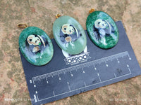 Polished Aventurine Pendant with Hand Painted Panda - Sold Per Item - From Zimbabwe