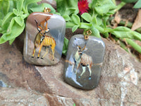 Polished Polychrome Jasper Pendant with Hand Painted Kudu - sold per item - From Madagascar