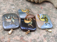 Polished Polychrome Jasper Pendant with Hand Painted Kudu - sold per item - From Madagascar