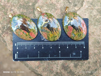 Polished Unakite Pendant with Hand Painted Buffalo - Sold Per Item - From South Africa