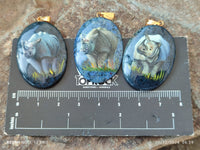 Polished Dumortierite Pendants with Hand Painted Rhino - sold per item - From Mozambique