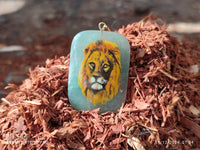 Polished Aventurine Pendant with Hand Painted Lion - Sold Per Item - From Zimbabwe