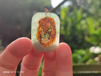 Polished Aventurine Pendant with Hand Painted Lion - Sold Per Item - From Zimbabwe