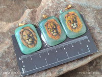 Polished Aventurine Pendant with Hand Painted Lion - Sold Per Item - From Zimbabwe